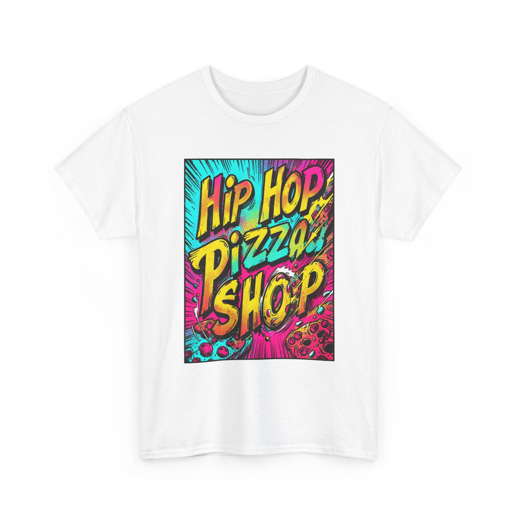 Graphic Tee — "Hip Hop Pizza Shop" Colorful Retro Streetwear T-Shirt