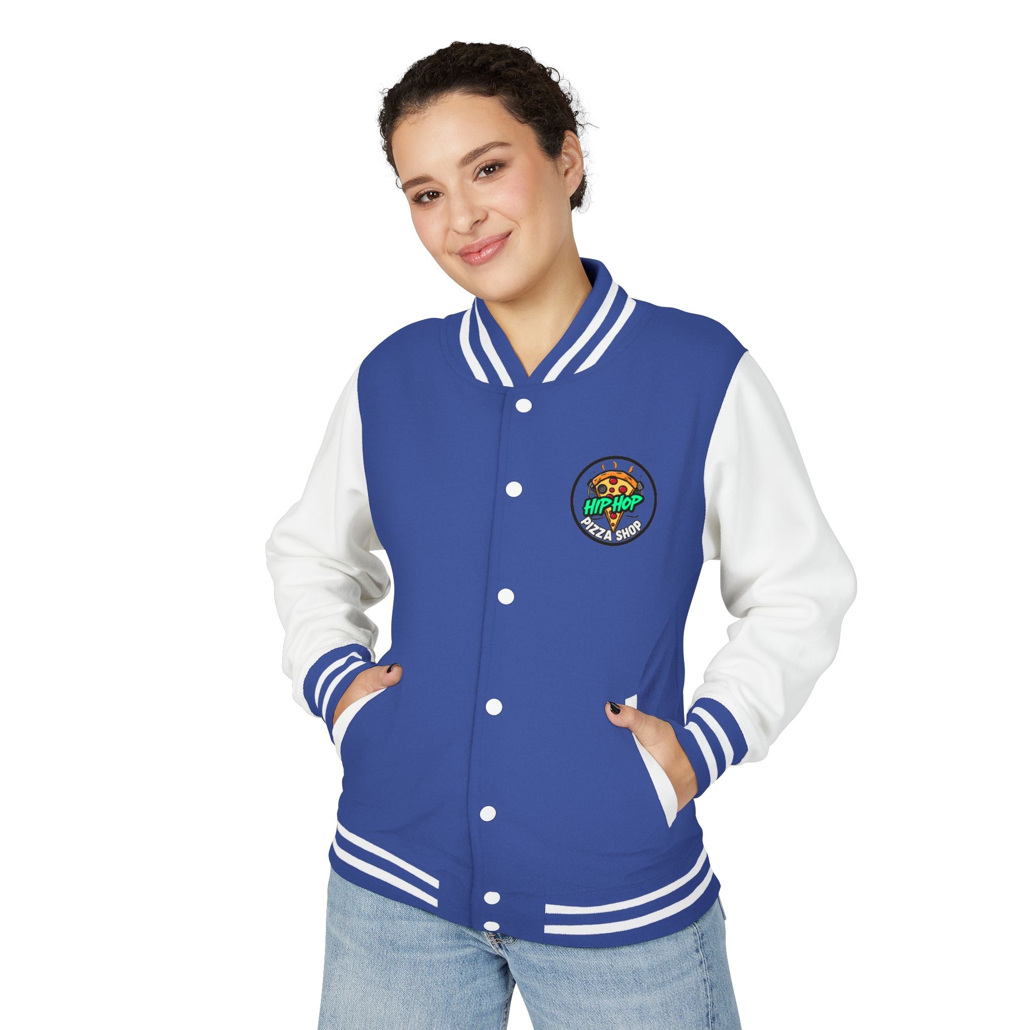 Letterman Jacket - 'Hip Hop Pizza Shop' Retro Varsity Bomber
