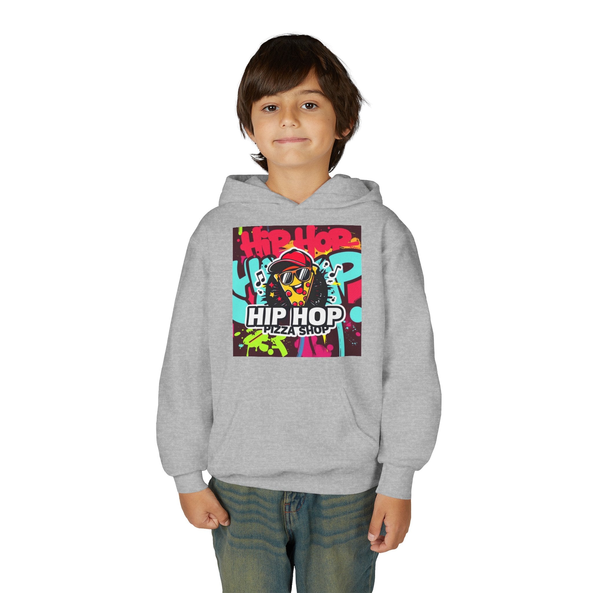 Hip Hop Pizza Shop Youth Hoodie — Graffiti Skull Streetwear Pullover