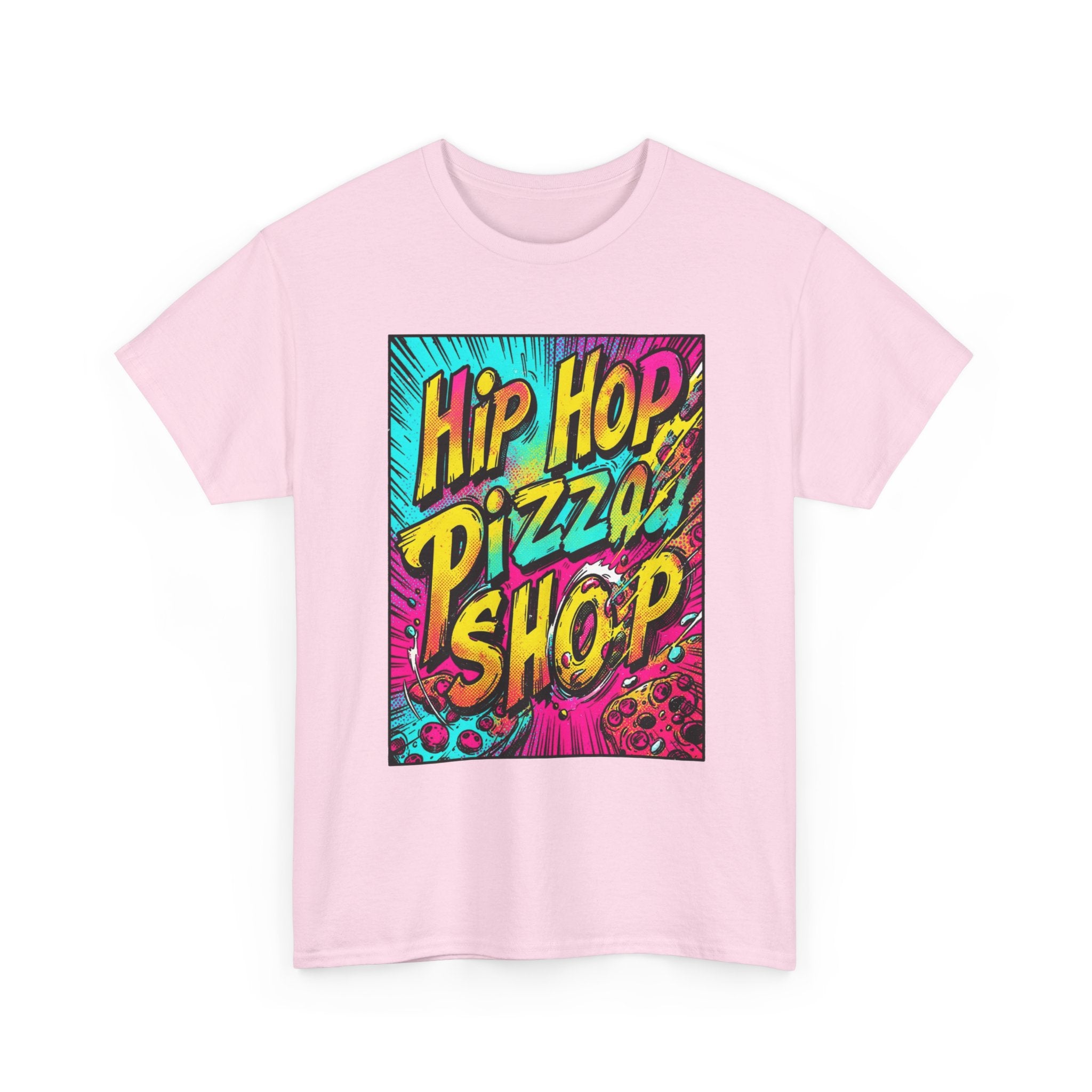 Graphic Tee — "Hip Hop Pizza Shop" Colorful Retro Streetwear T-Shirt